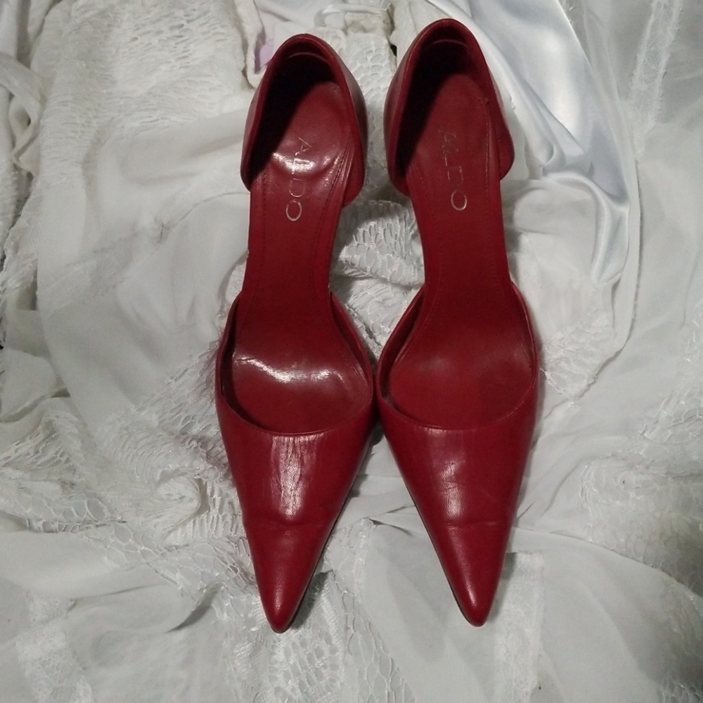 Aldo red leather pumps